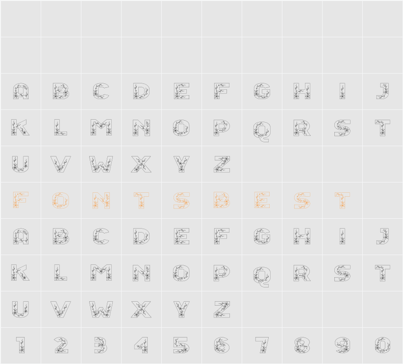 Floral Season Outline Character Map
