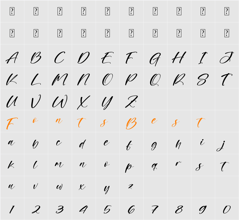 Rednigho Character Map