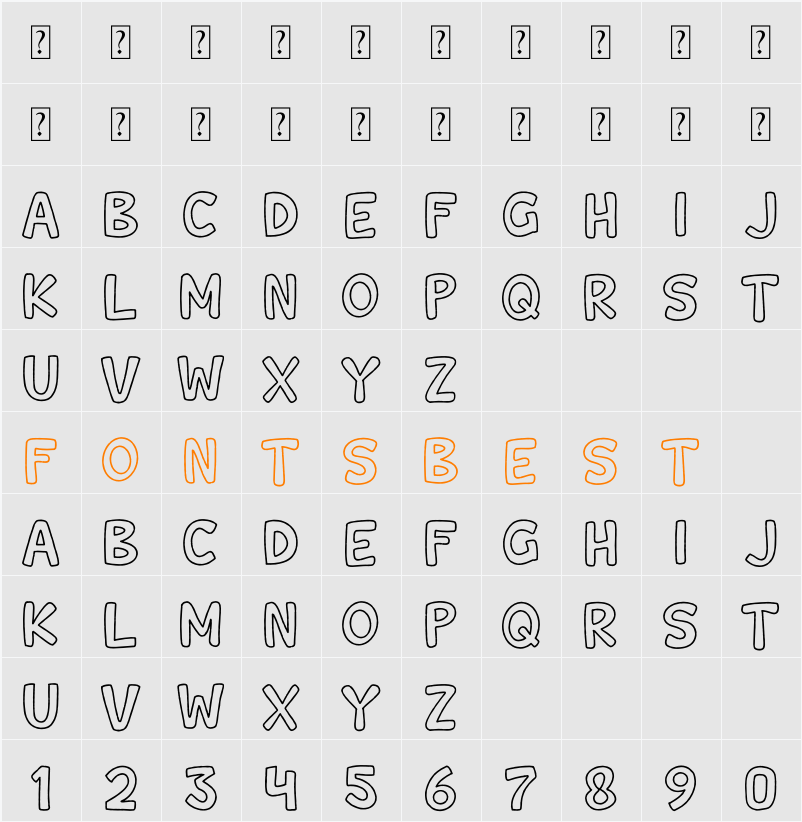 Wishcar Moundy Outline Character Map