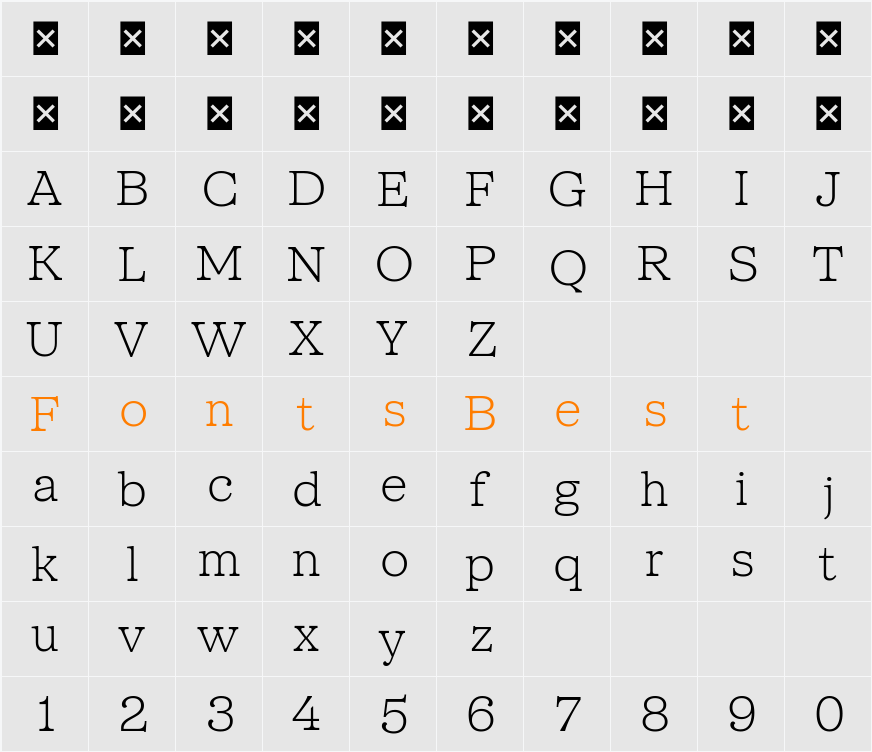 SFT Schrifted Serif TRIAL T T ExLight Character Map