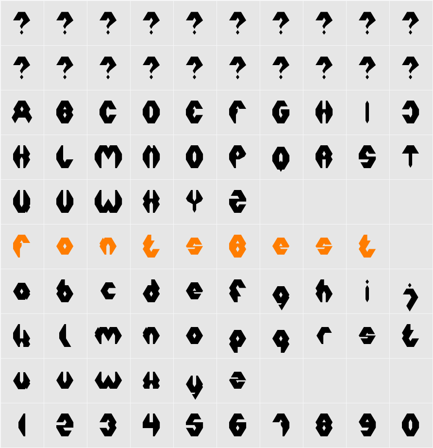 AIRCRAFT Character Map