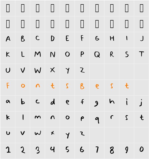 BROWN NOW TWO Character Map