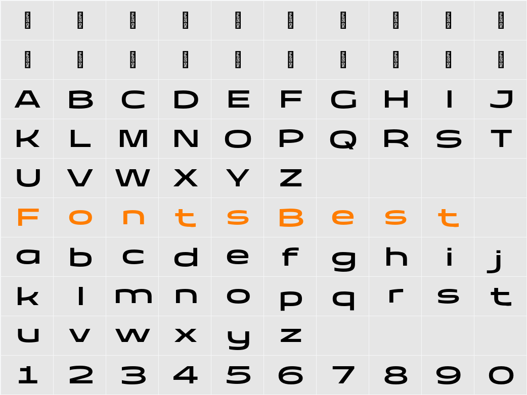 Taruno Wide Med Character Map