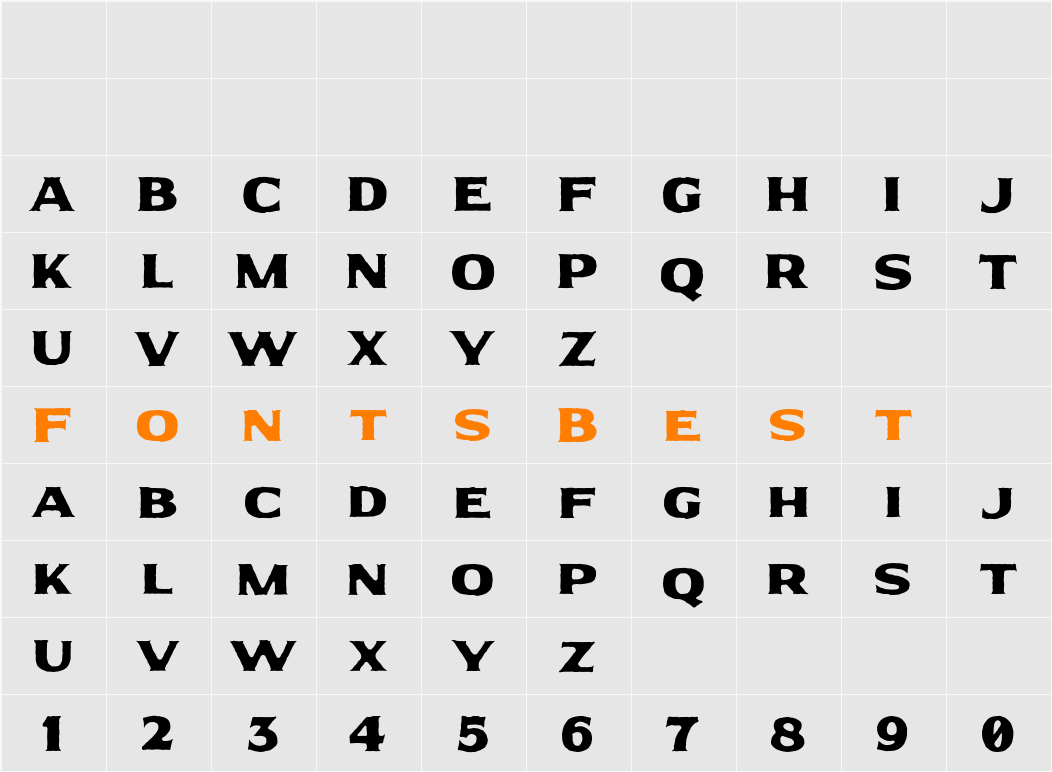 Armistice Serif Rough Character Map