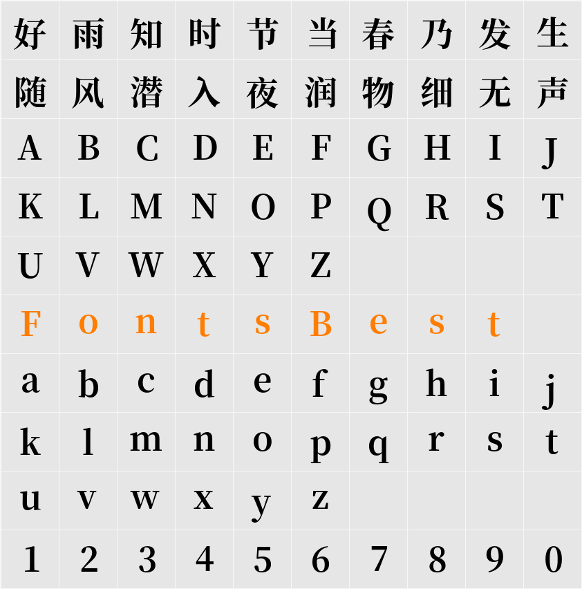 思源宋体 Character Map