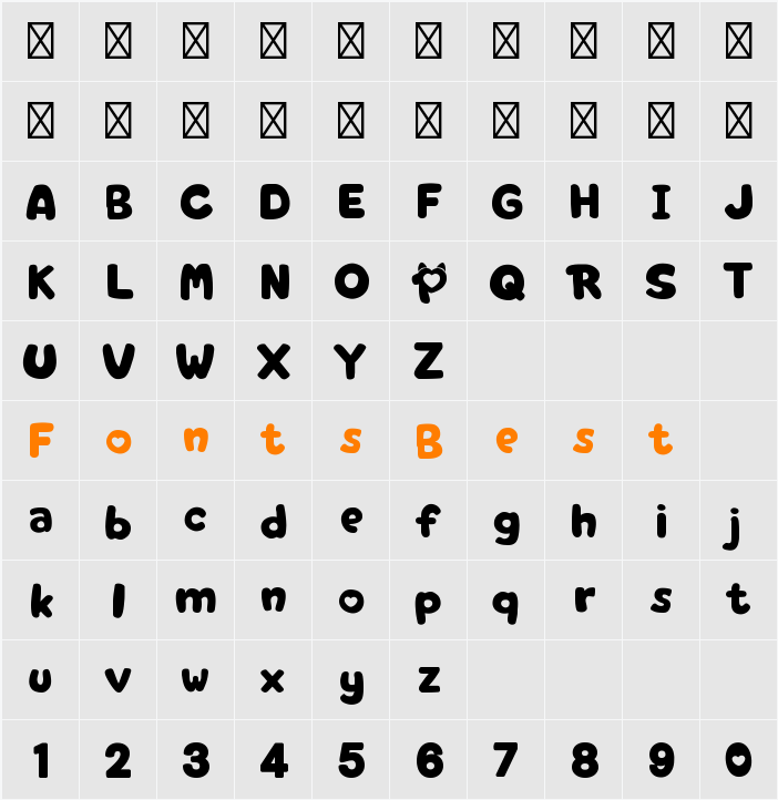 Wonderful Fonty Cure! Character Map