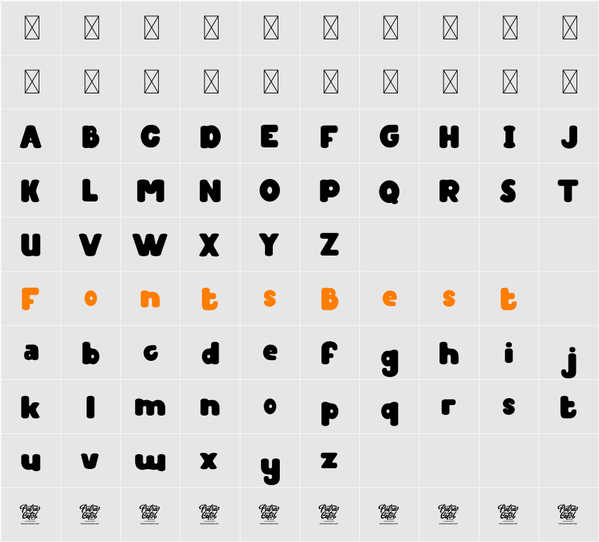 Sticky Glue Character Map