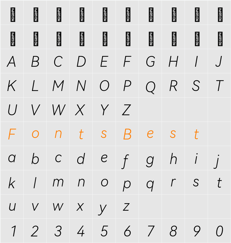 HarmonyOS Sans Light Character Map
