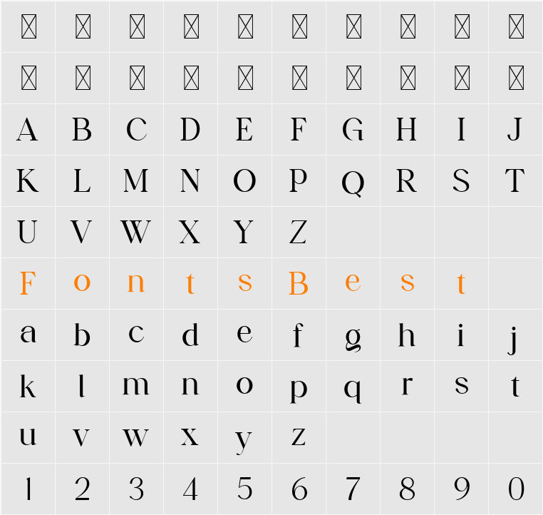 Butcherly Character Map