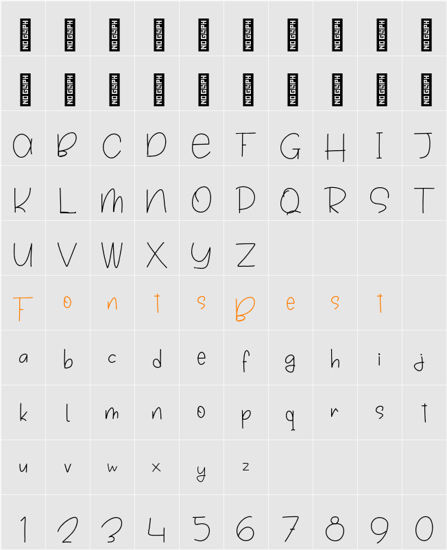 Broceta Personal Use Character Map