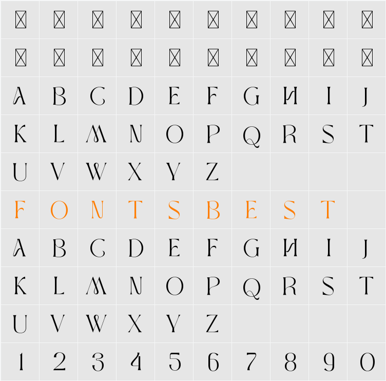 MOXA Bestine Character Map