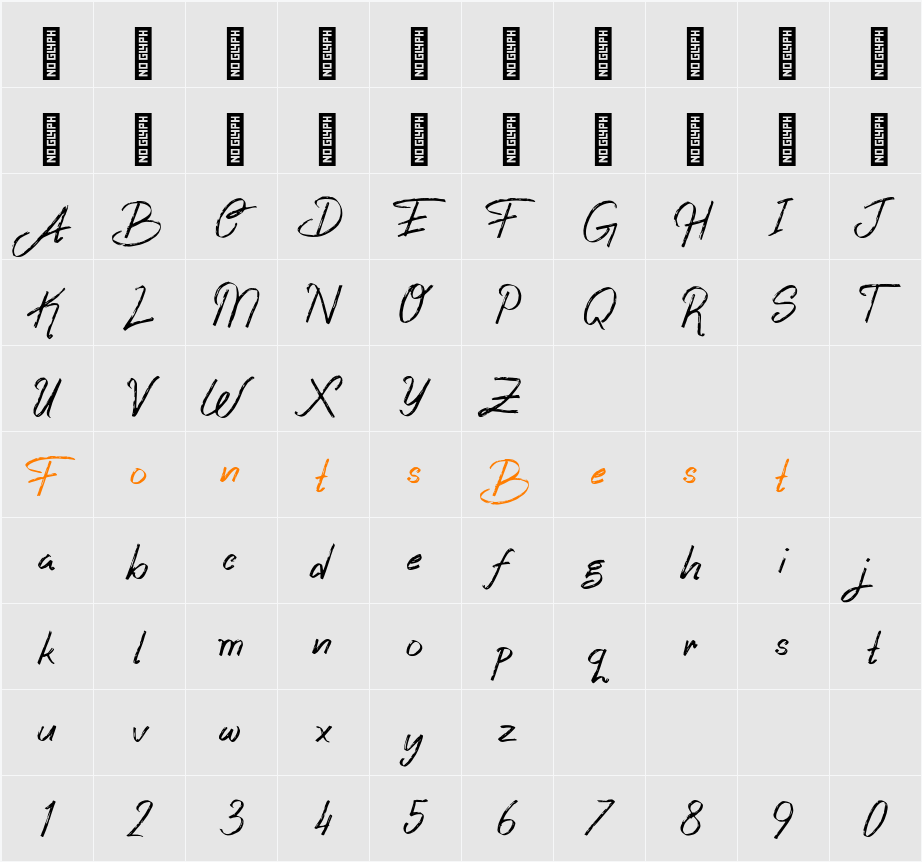 Clarezon Brush Personal Use Character Map