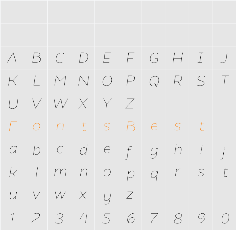 Atozimple Thin Character Map