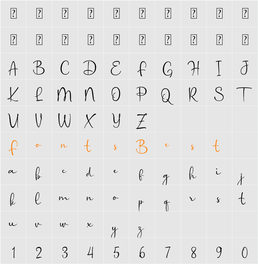 Bismika Character Map