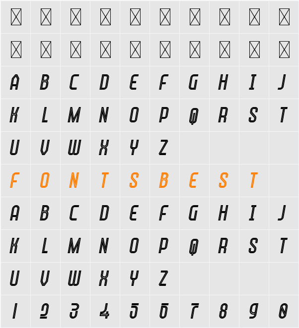 Qatar Personal Use Italic Character Map