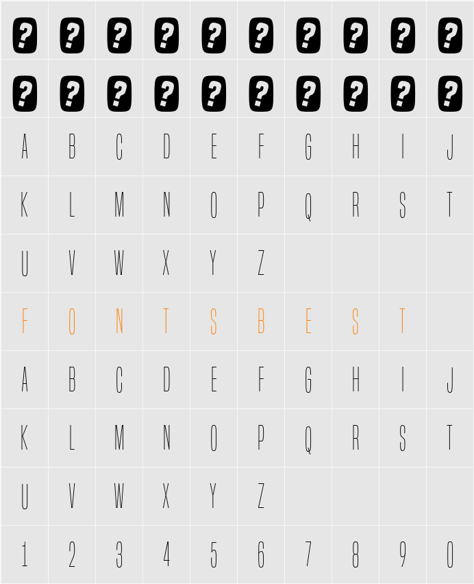 Built Titling El Character Map