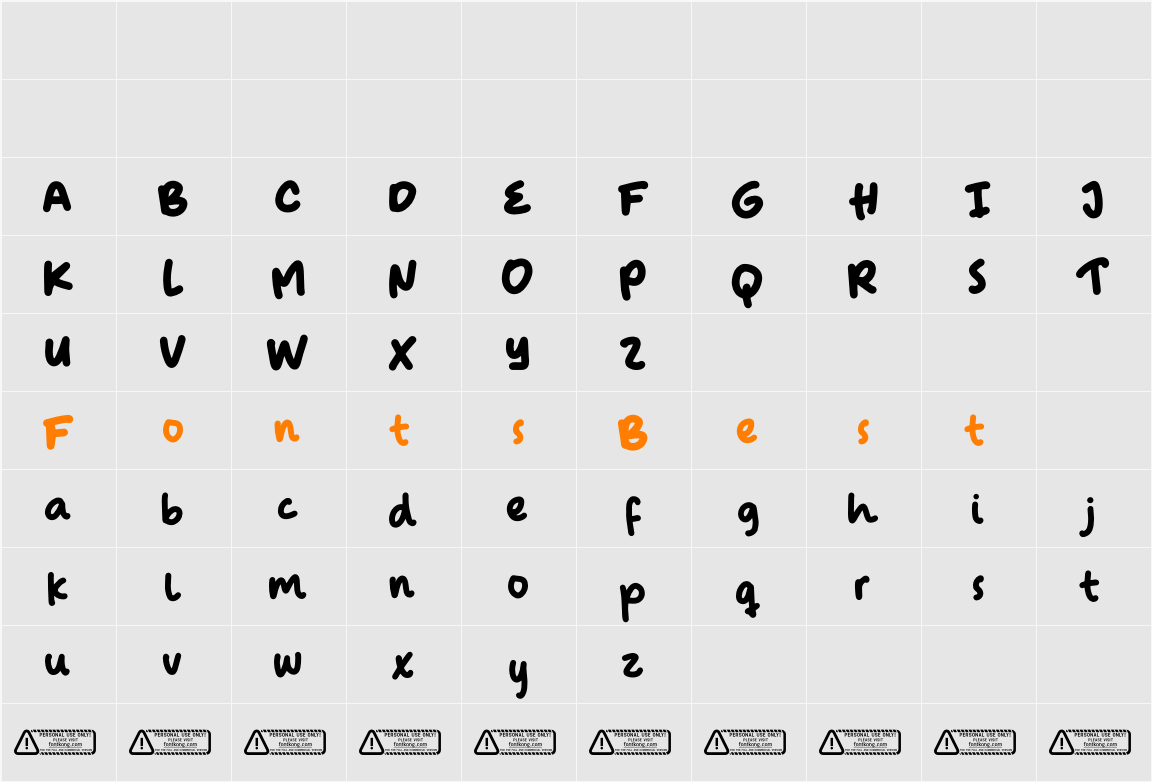 Cupcat PERSONAL USE ONLY! Character Map
