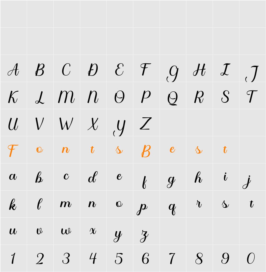 Santika Script Character Map