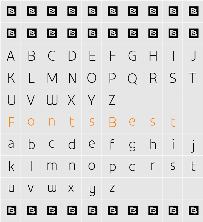 Gresco Thin Character Map