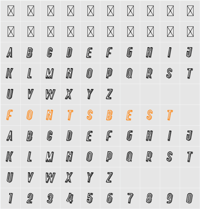 Rowsley Italic Personal Use Character Map