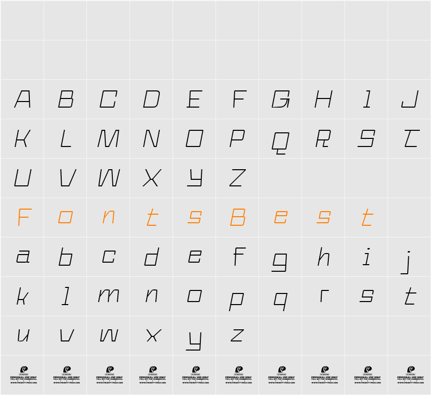 PC Magrok DEMO Thin Slant Character Map