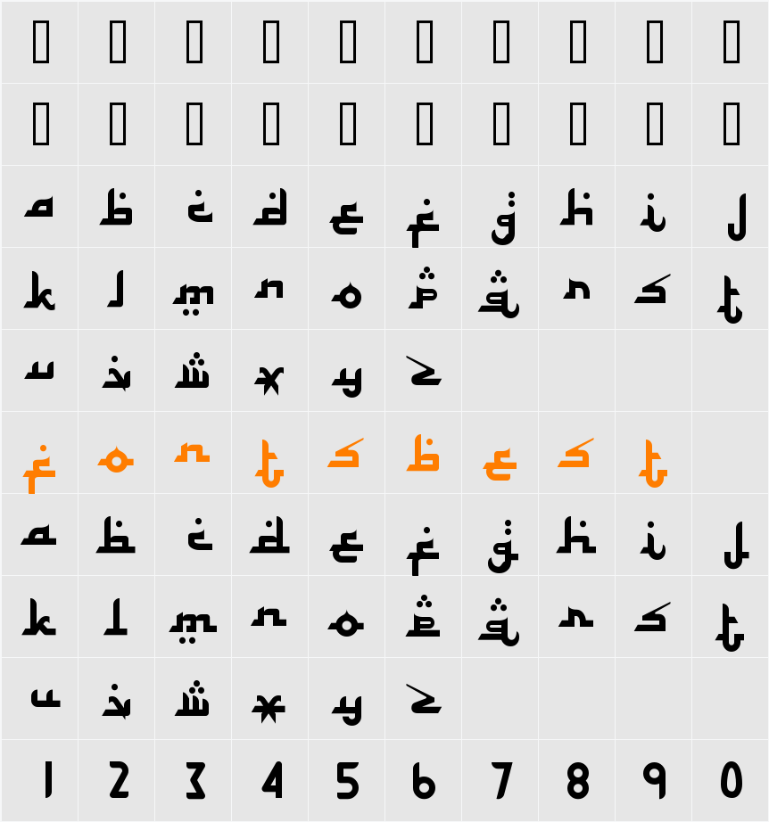 Alhambra Character Map