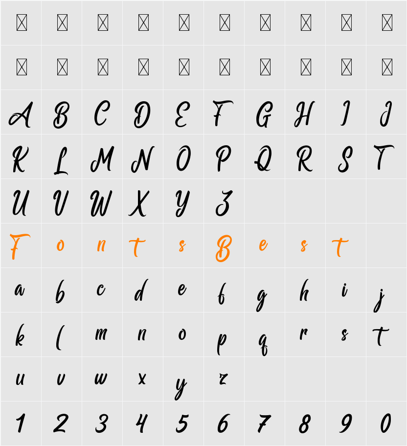 Ballmain Character Map