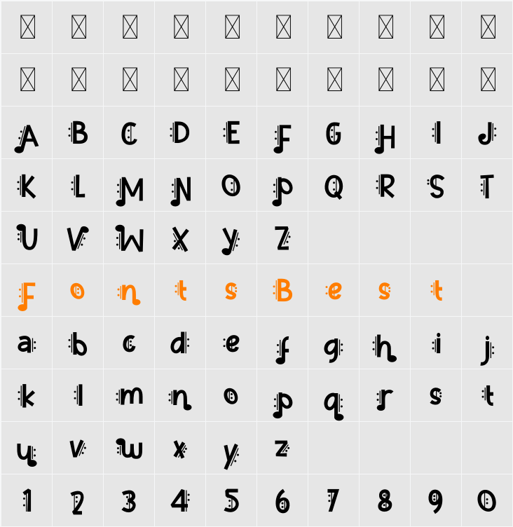 Music Note One Character Map