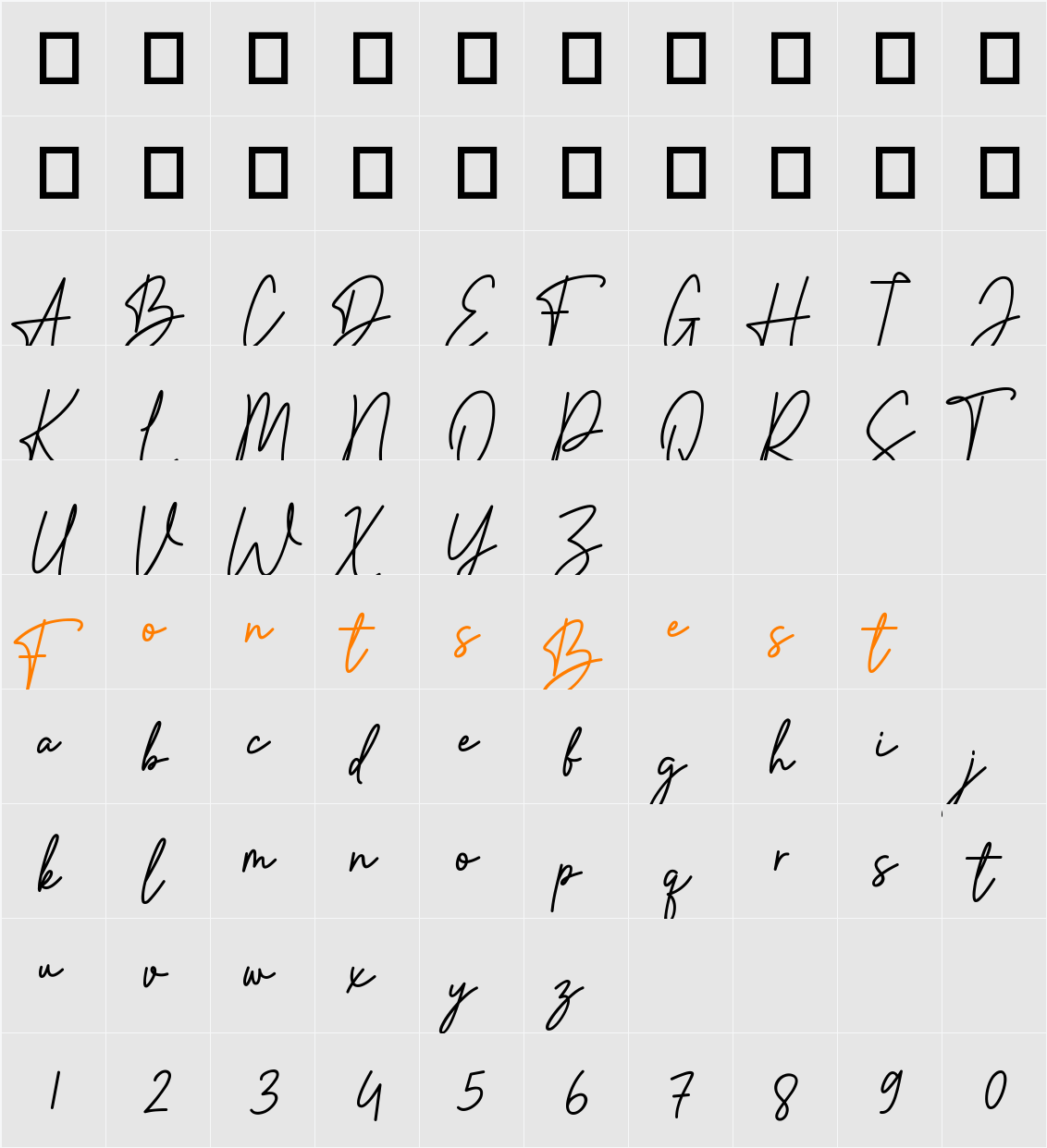 Bitter Signature DEMO! DEMO! Character Map