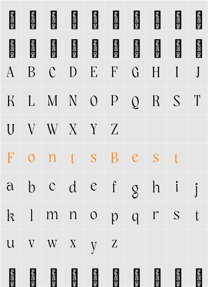Rogik Extralight Character Map