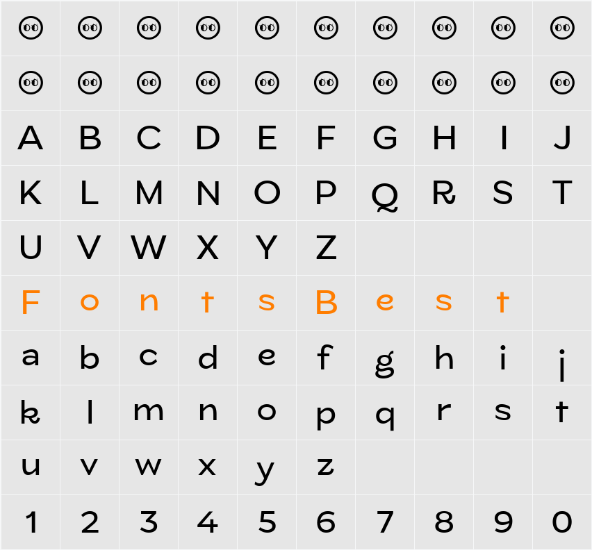 ZT Glora Pro Character Map