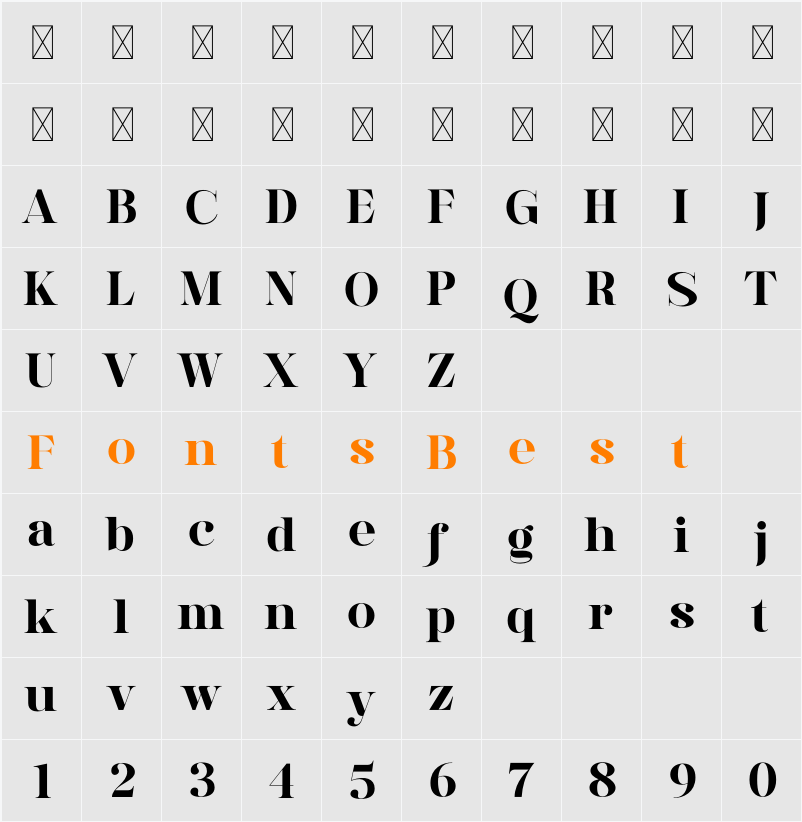 Vestha Character Map