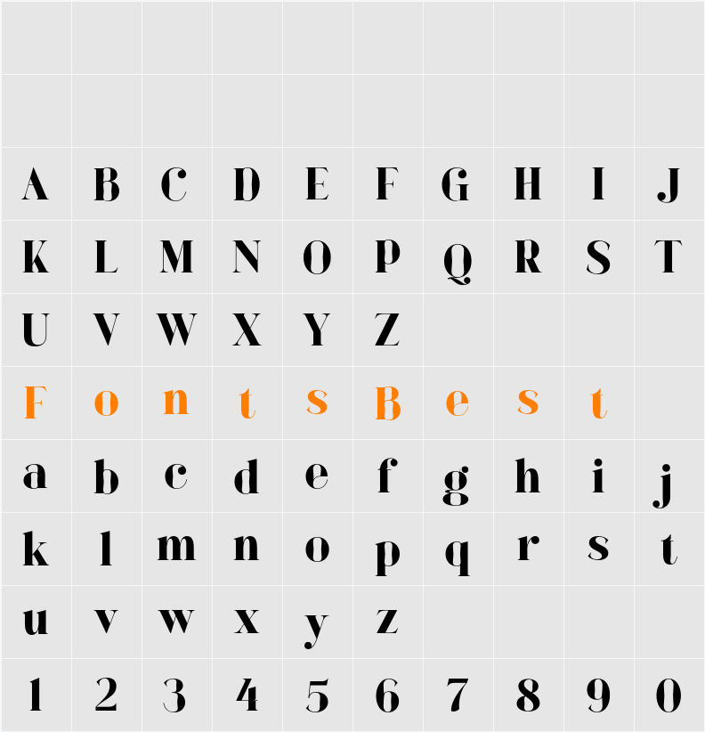 Bagoni Type Character Map