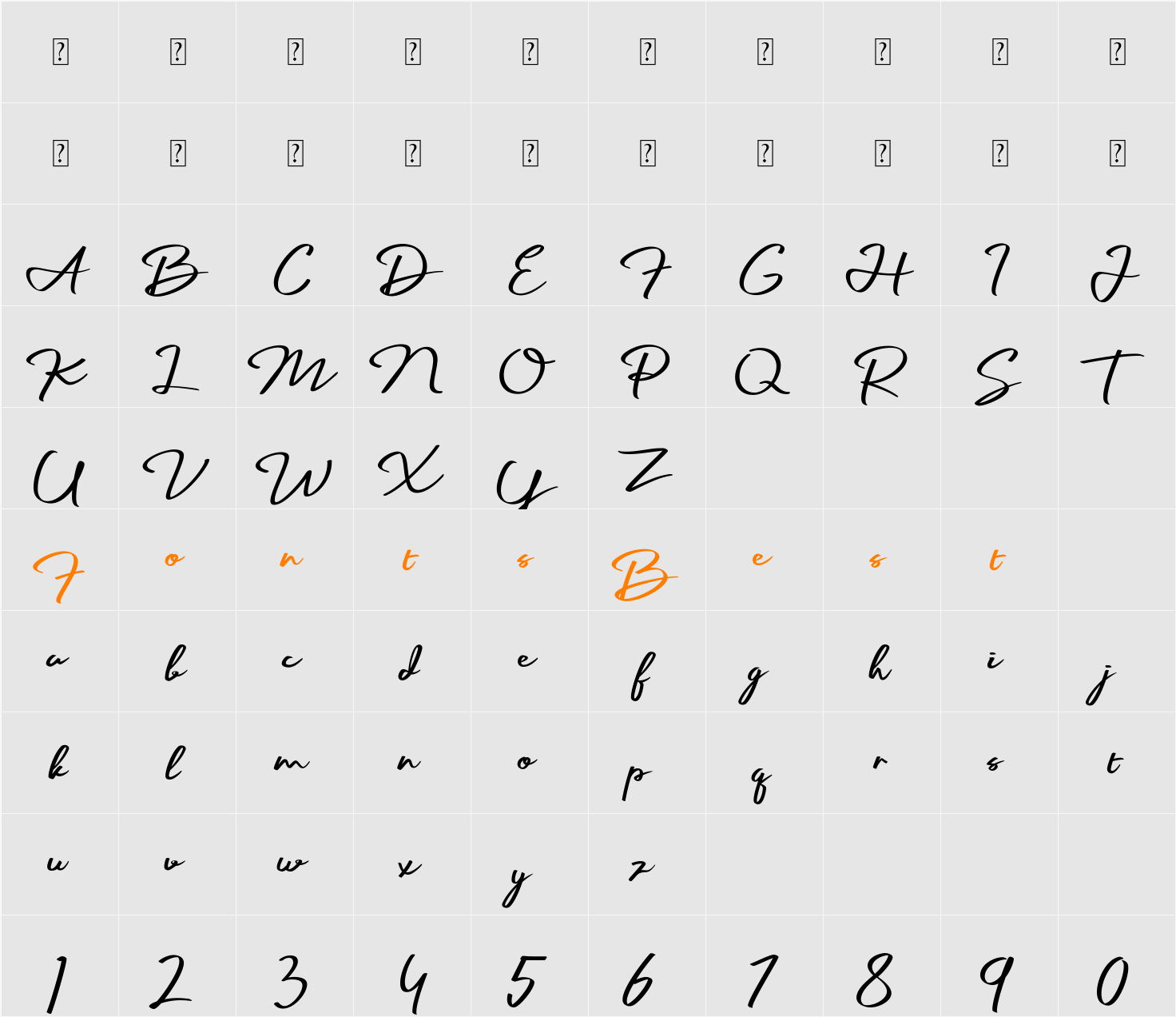 Palmark Character Map