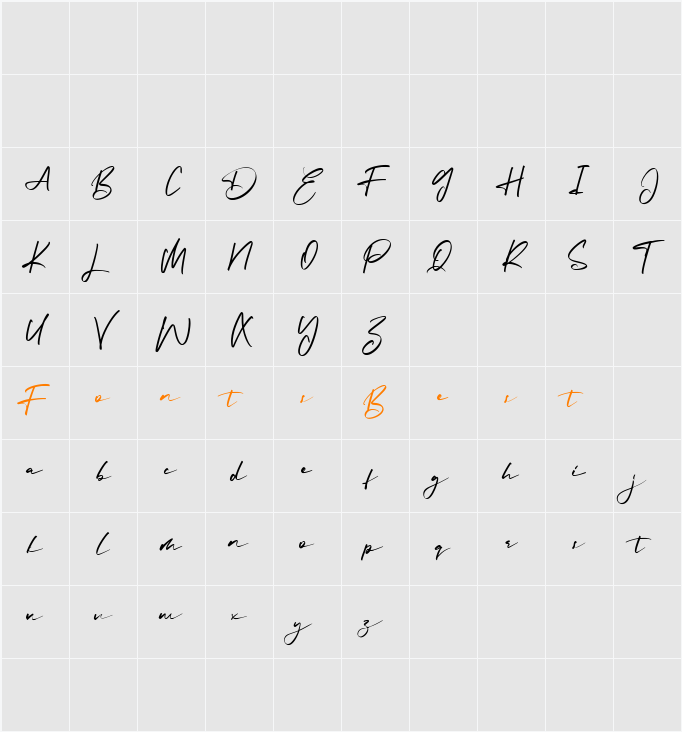 Arabella Character Map
