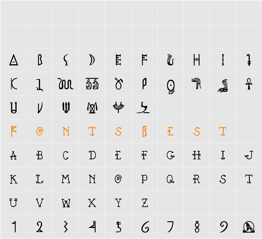 Pegypta Character Map