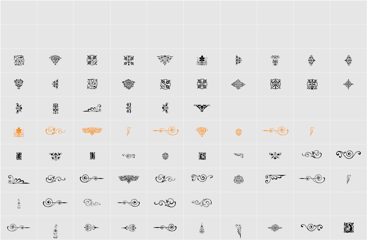 NeoclassicFleuronsFree Character Map