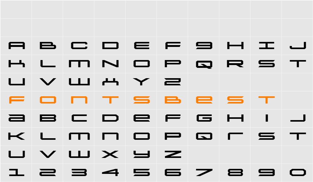 Rycon Bold Expanded Character Map
