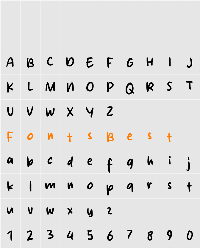 Gantle Brush Character Map