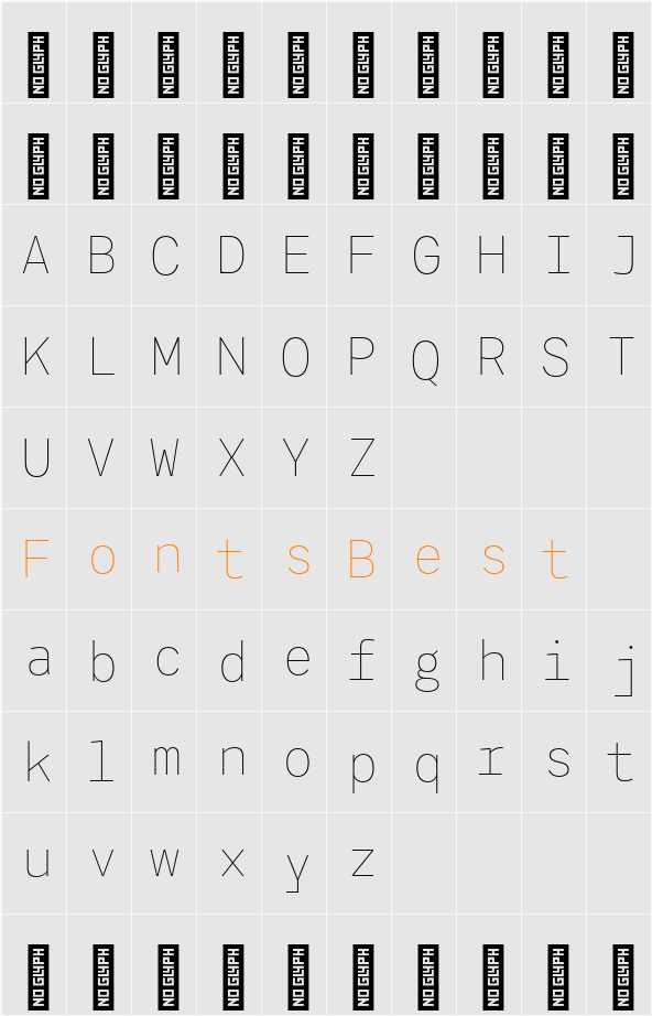 Agyx Mono Thin Character Map