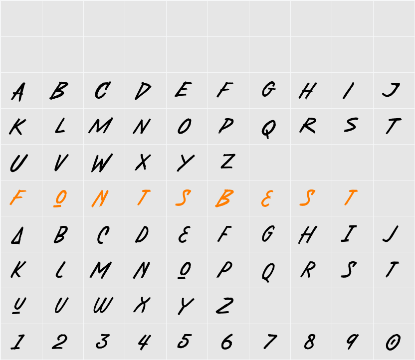 Astropicks Character Map