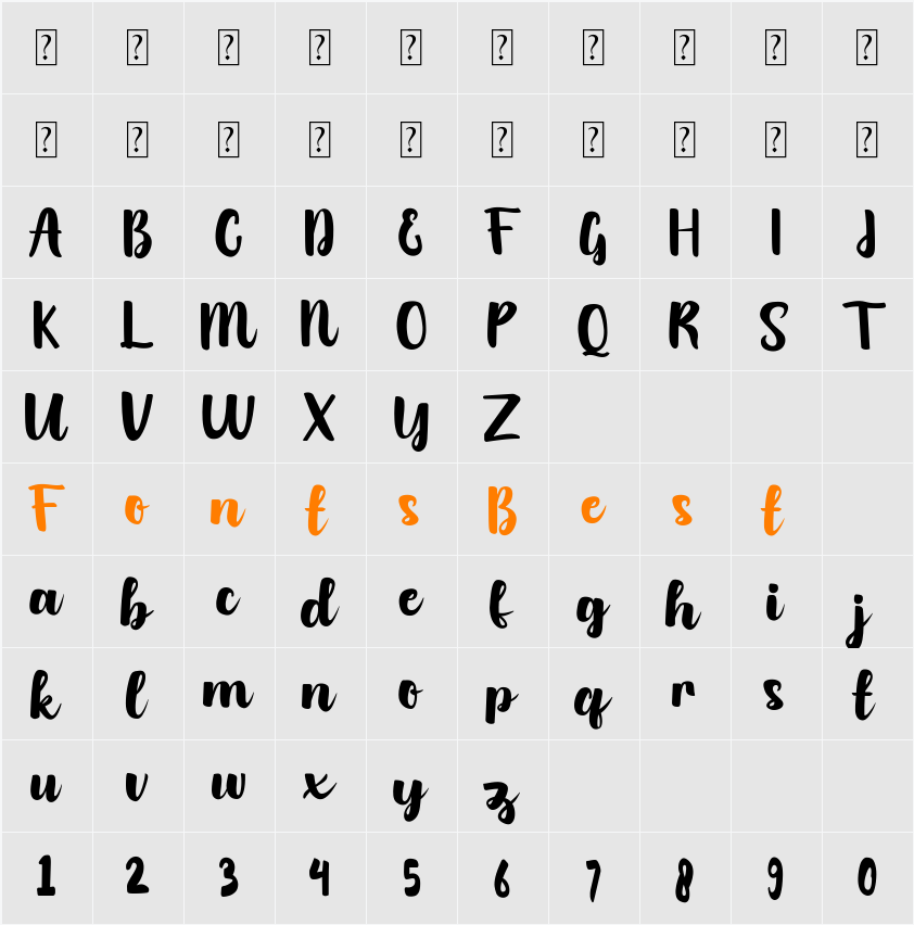 Austhatic Script Character Map