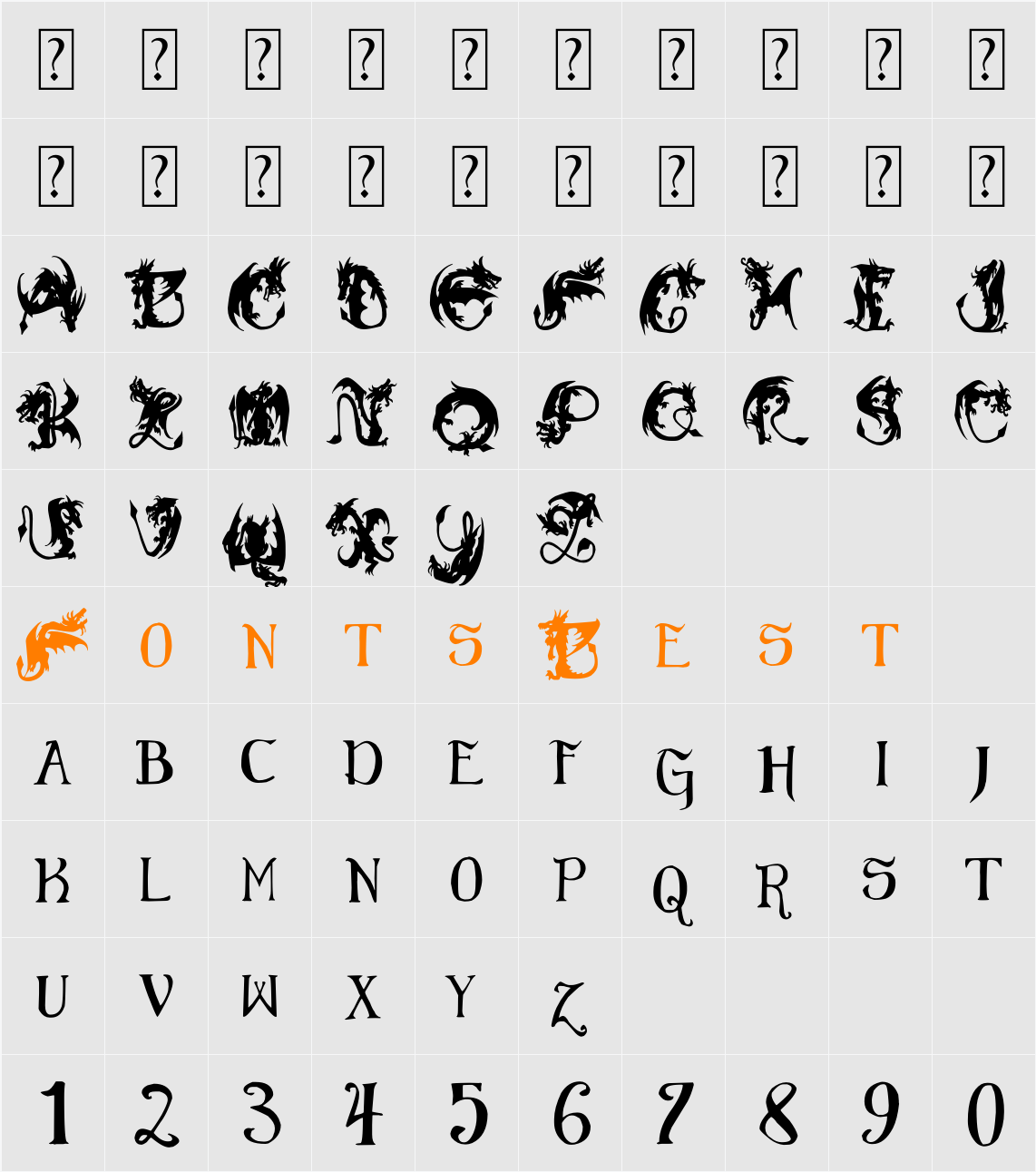 EG Dragon Caps  Character Map