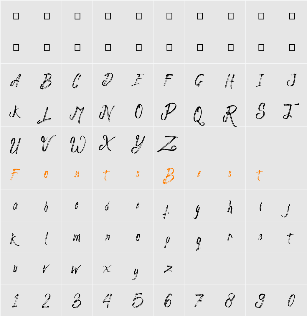 Astronema Character Map