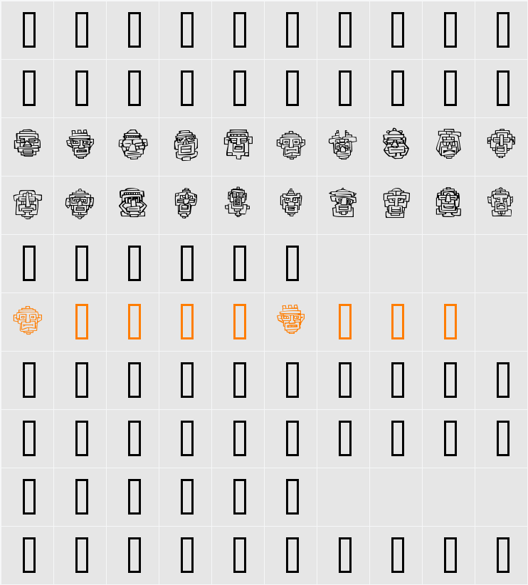 20 Faces.ttf Character Map