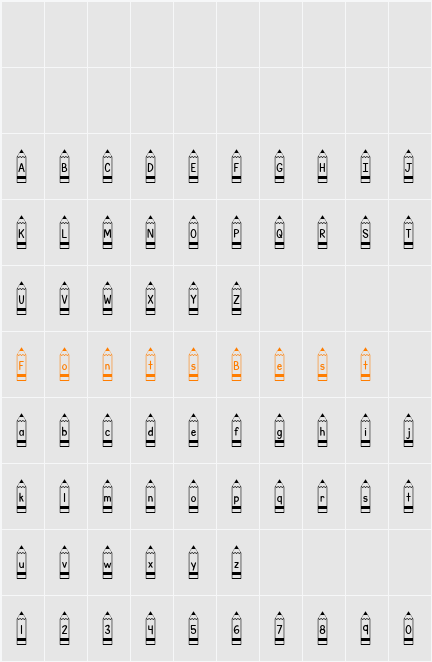 KG Pencil Lettering Character Map
