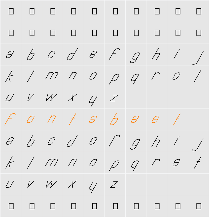 Astralia Character Map