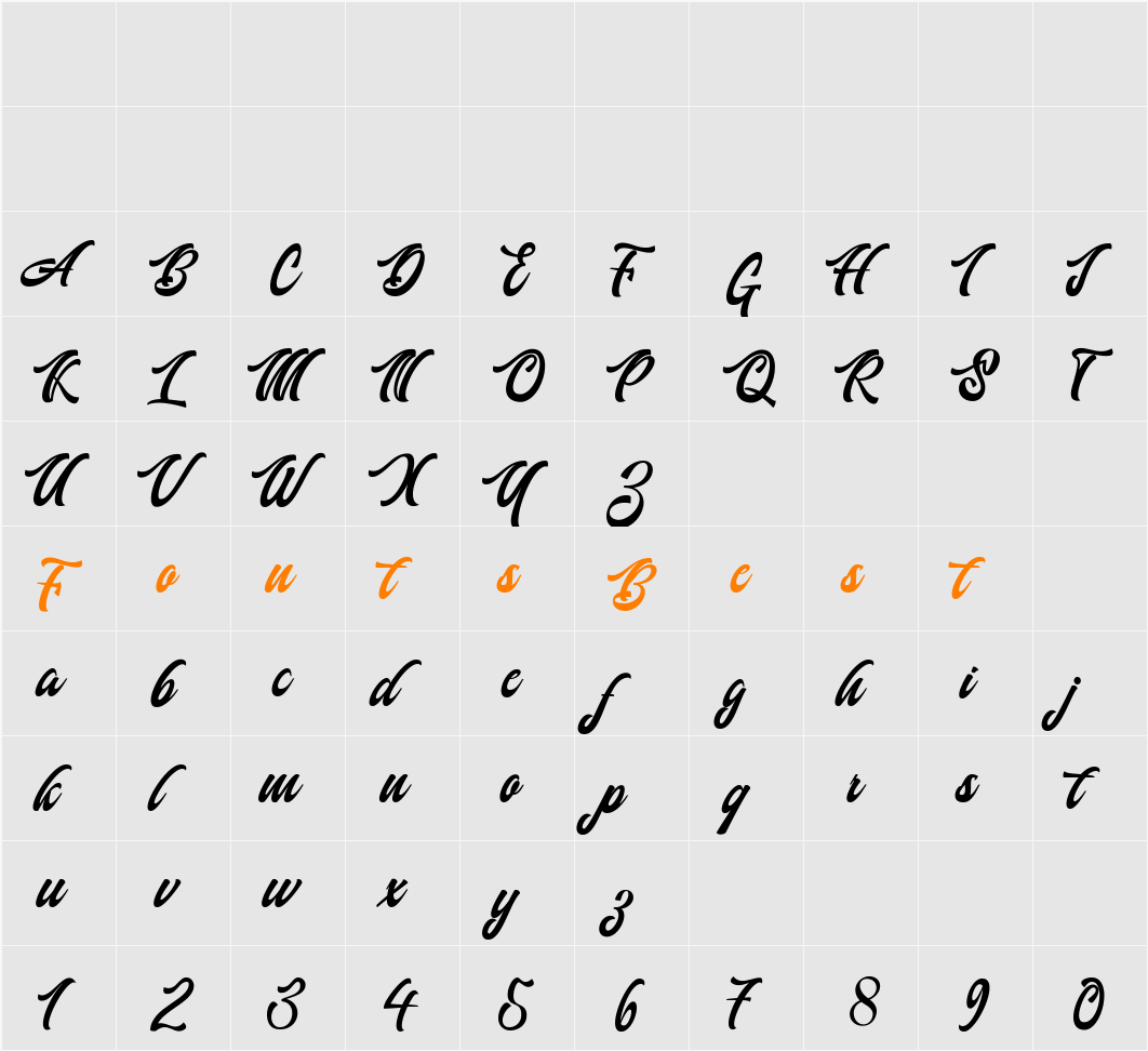 Authem Script Character Map