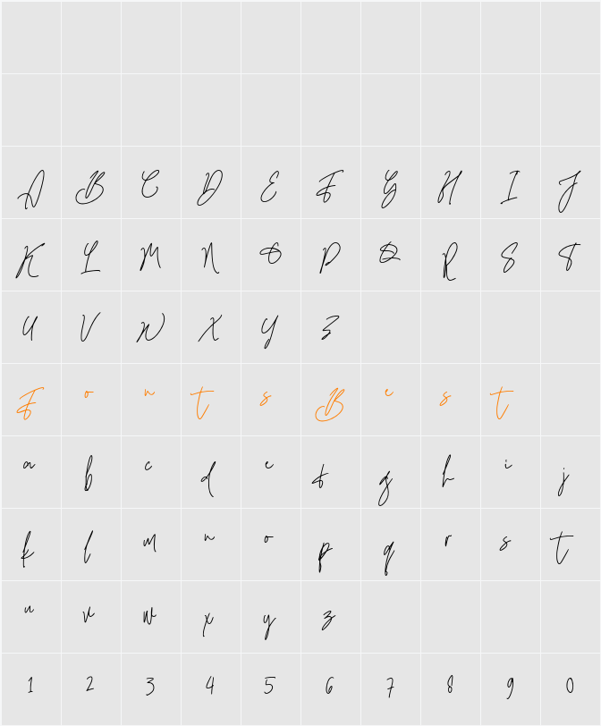 Qinderia Signature Character Map
