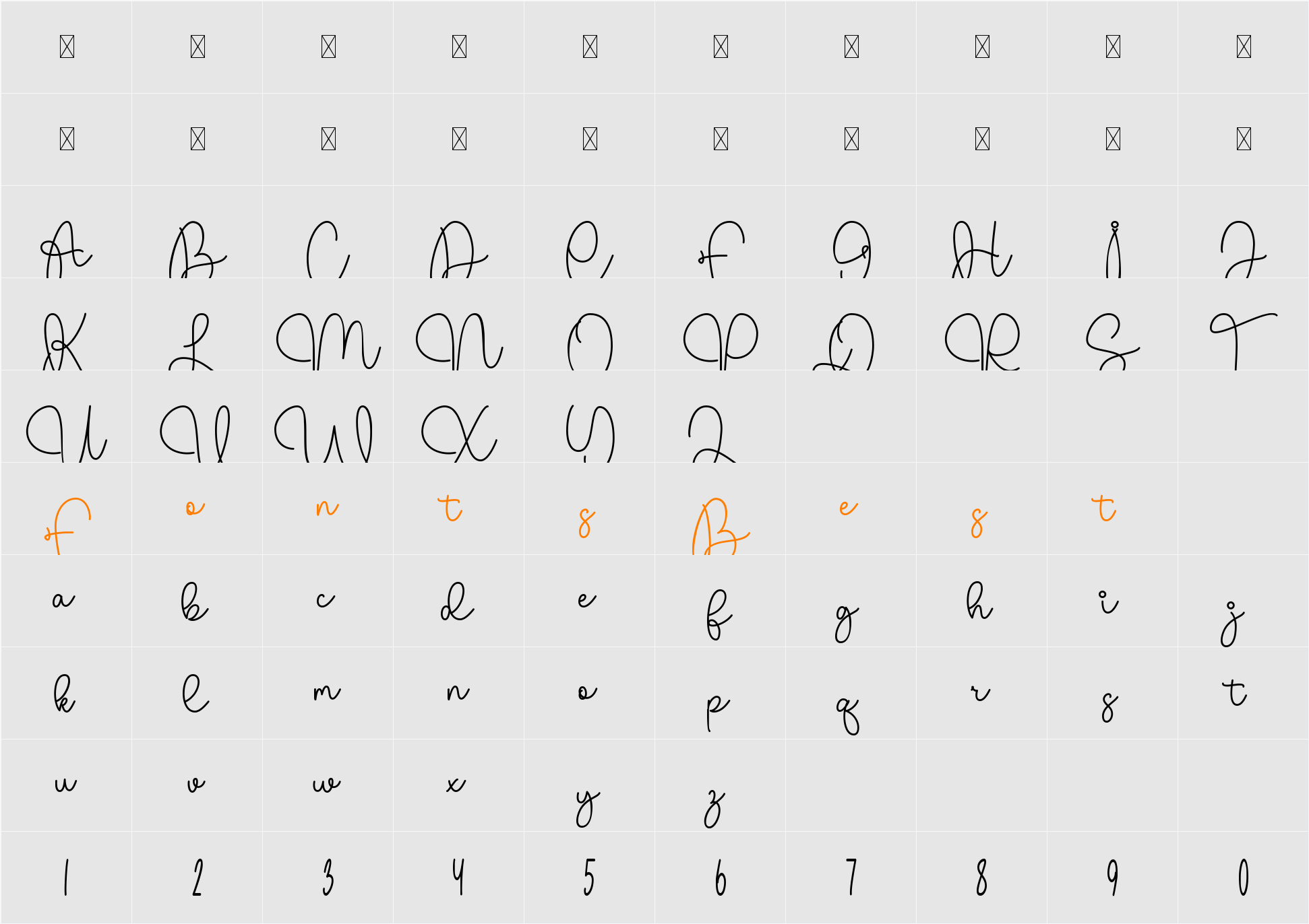 Little Angel Monolin Character Map